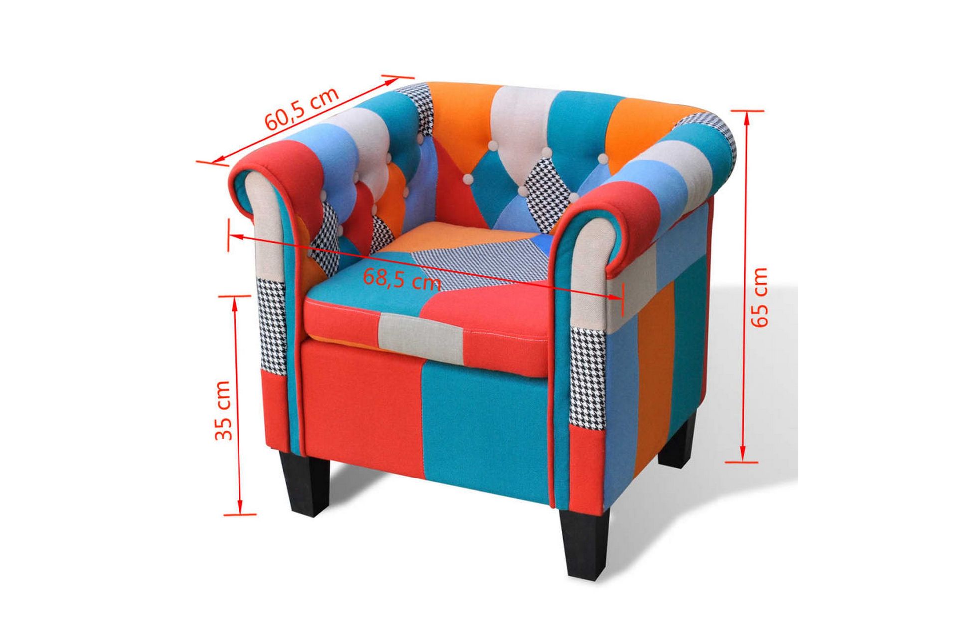 Lænestol Med Patchworkdesign Stof - Flerfarvet - Møbler - Stole & lænestole - Lænestole - Chesterfield lænestole