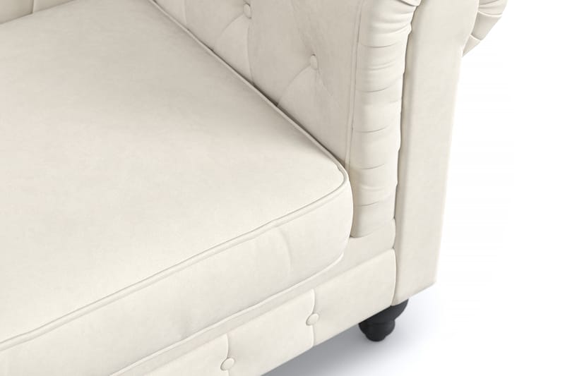 Chesterfield Lyx Stor behagelig dyb fløjlsfotel ��– Fotel til stuen - Beige Fløjl - Møbler - Stole & lænestole - Lænestole - Chesterfield lænestole