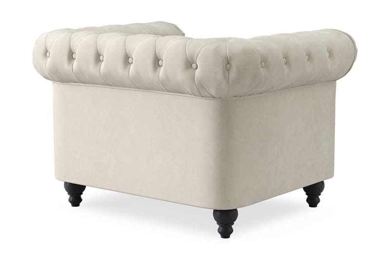 Chesterfield Lyx Stor behagelig dyb fløjlsfotel – Fotel til stuen - Beige Fløjl - Møbler - Stole & lænestole - Lænestole - Chesterfield lænestole