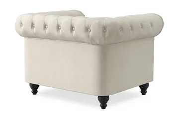 Chesterfield Lyx Stor behagelig dyb fløjlsfotel – Fotel til stuen - Beige - Møbler - Stole & lænestole - Lænestole - Chesterfield lænestole