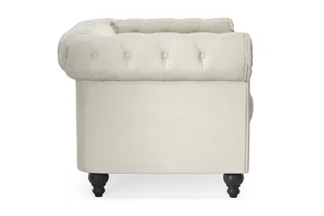 Chesterfield Lyx Stor behagelig dyb fløjlsfotel – Fotel til stuen - Beige - Møbler - Stole & lænestole - Lænestole - Chesterfield lænestole