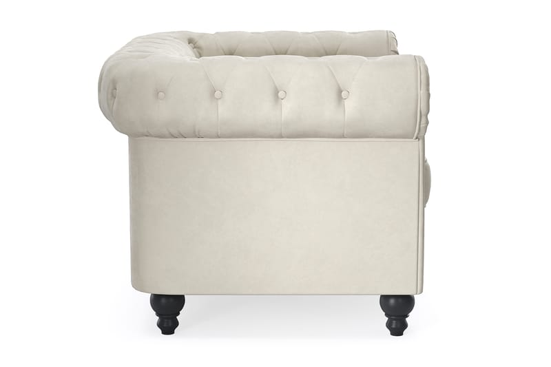 Chesterfield Lyx Stor behagelig dyb fløjlsfotel – Fotel til stuen - Beige - Møbler - Stole & lænestole - Lænestole - Chesterfield lænestole