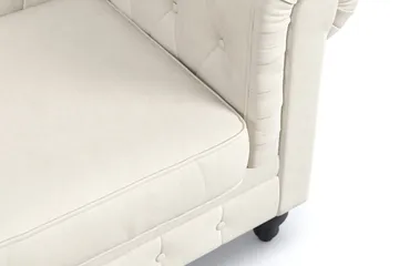 Chesterfield Lyx Stor behagelig dyb fløjlsfotel – Fotel til stuen - Beige - Møbler - Stole & lænestole - Lænestole - Chesterfield lænestole