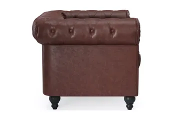 Chesterfield Lyx Stor behagelig dyb fotel i kunstlæder til stuen - Mørkebrun - Møbler - Stole & lænestole - Lænestole - Læderstol