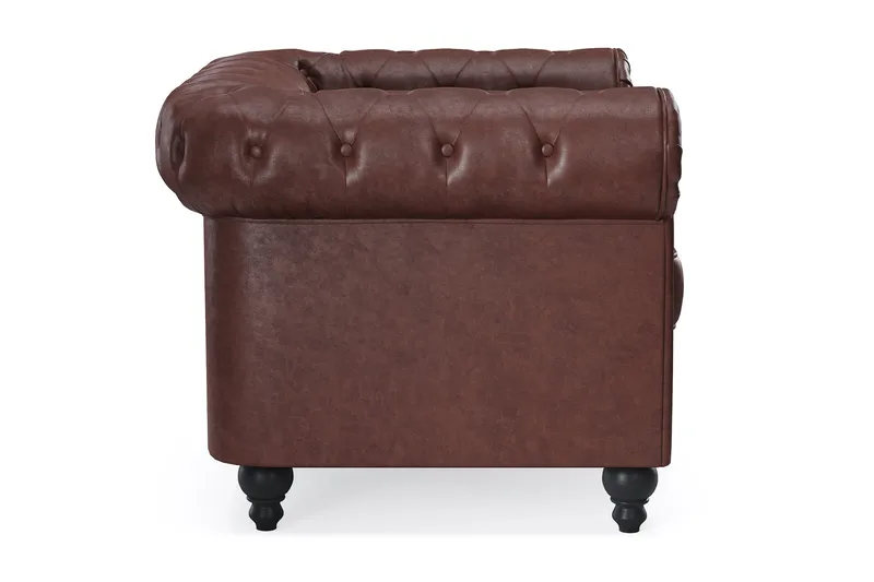 Chesterfield Lyx Stor behagelig dyb fotel i kunstlæder til stuen - Mørkebrun PU - Møbler - Stole & lænestole - Lænestole - Chesterfield lænestole