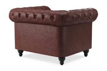 Chesterfield Lyx Stor behagelig dyb fotel i kunstlæder til stuen - Mørkebrun - Møbler - Stole & lænestole - Lænestole - Læderstol