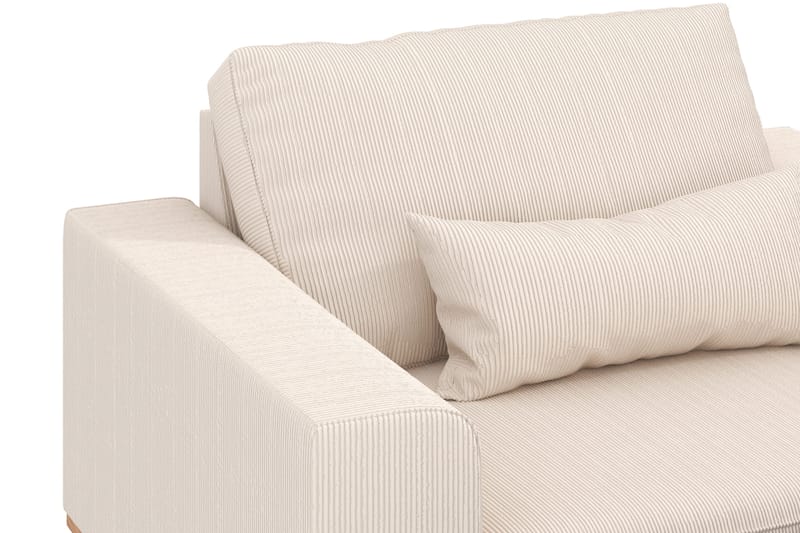 Copenhagen Lænestol i Fløjlskord med Træben - Beige - Møbler - Stole & lænestole - Lænestole
