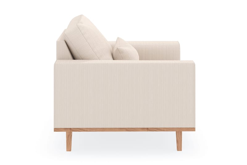 Copenhagen Lænestol i Fløjlskord med Træben - Beige - Møbler - Stole & lænestole - Lænestole
