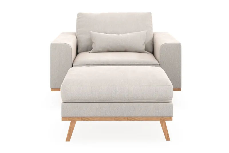 Copenhagen Lænestol med Puf - Cremehvid - Møbler - Stole & lænestole - Lænestole - Lænestol med fodskammel