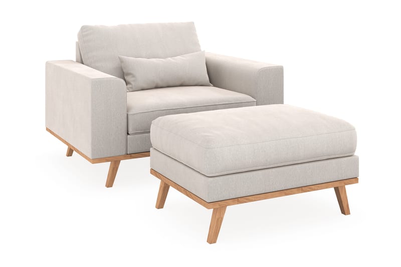 Copenhagen Lænestol med Puf, Cremehvid