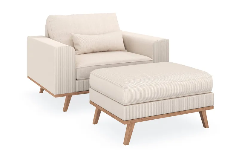 Copenhagen Lænestol med Puf, Lysebeige