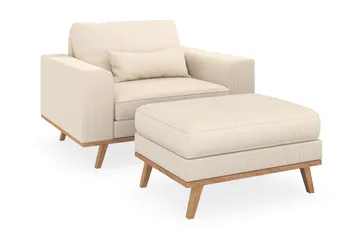 Copenhagen Lænestol med Puf - Lysebeige - Møbler - Stole & lænestole - Lænestole