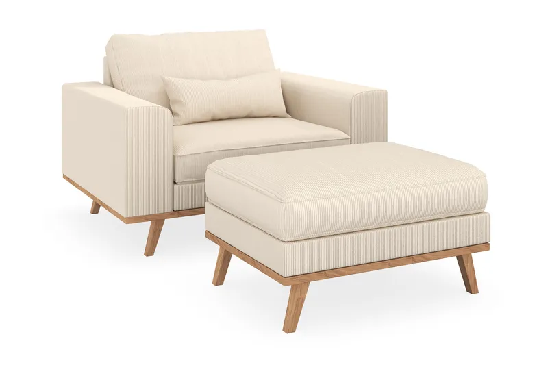 Copenhagen Lænestol med Puf - Lysebeige - Møbler - Stole & lænestole - Lænestole - Lænestol med fodskammel