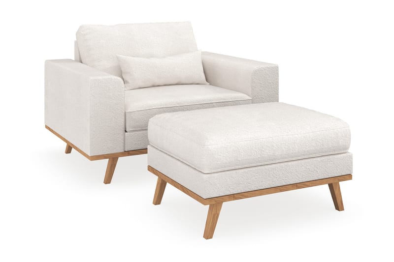 Copenhagen Lænestol med Puf - Hvid - Møbler - Stole & lænestole - Lænestole - Lænestol med fodskammel