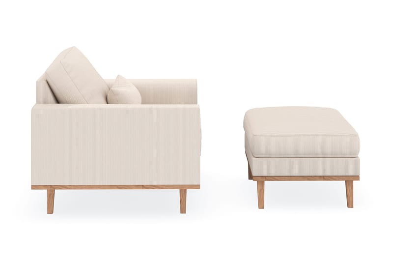 Copenhagen Lænestol med Puf - Lysebeige - Møbler - Stole & lænestole - Lænestole - Lænestol med fodskammel
