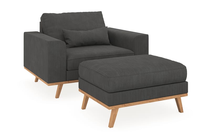 Copenhagen Lænestol med Puf - Mørkegrå - Møbler - Stole & lænestole - Lænestole - Lænestol med fodskammel