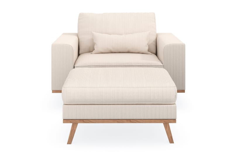 Copenhagen Lænestol med Puf - Lysebeige - Møbler - Stole & lænestole - Lænestole - Lænestol med fodskammel