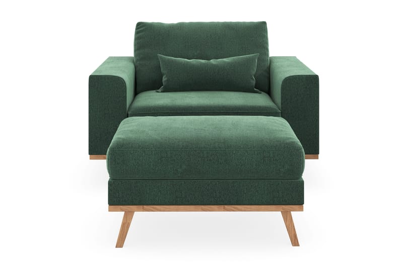 Copenhagen Lænestol med Puf - Mørkegrøn - Møbler - Stole & lænestole - Lænestole - Lænestol med fodskammel