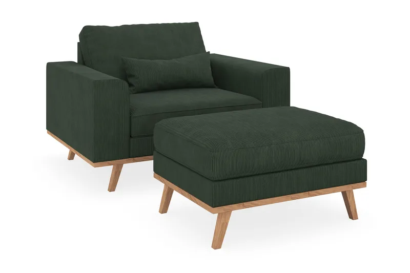Copenhagen Lænestol med Puf - Mørkegrøn - Møbler - Stole & lænestole - Lænestole - Lænestol med fodskammel