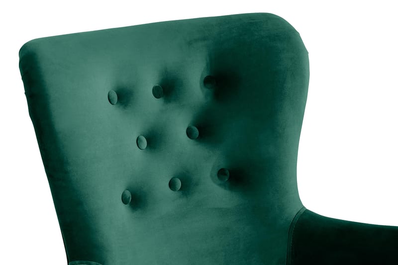 Dahlia Lænestol med Puf - Mørkegrøn Velour - Lænestole - Lænestol med fodskammel