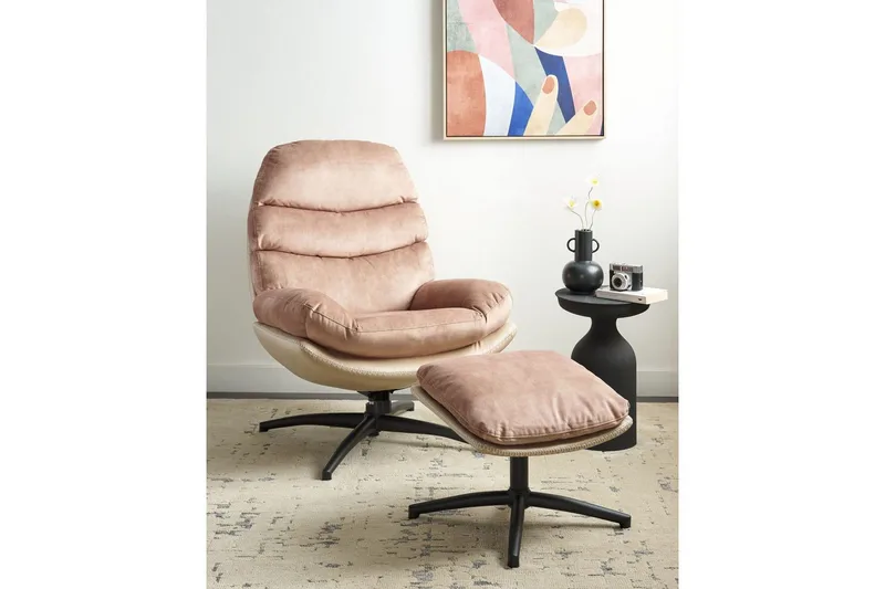 Drejestol Eide - Beige, sort - Møbler - Stole & lænestole - Lænestole - Lænestol uden armlæn