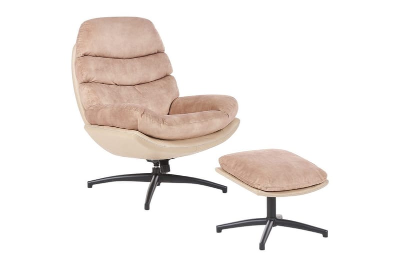 Drejestol Eide - Beige, sort - Møbler - Stole & lænestole - Lænestole - Lænestol uden armlæn