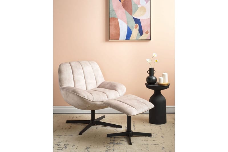 Drejestol Lia - Beige, sort - Møbler - Stole & lænestole - Lænestole - Lænestol uden armlæn