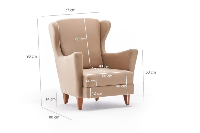 Edgara Lænestol - Velour/Cremehvid/Natur - Møbler - Stole & lænestole - Lænestole