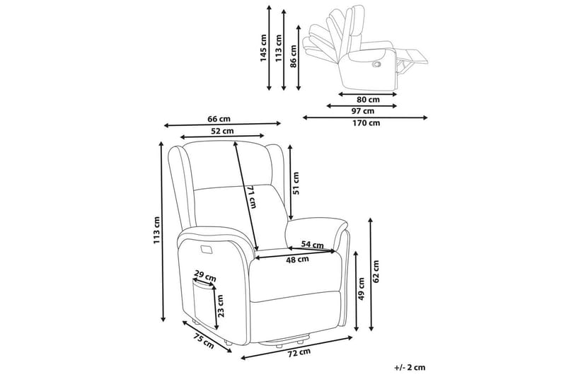 Elektrisk reclinerlænestol Elegy - Hvid - Møbler - Stole & lænestole - Lænestole - Liggestol