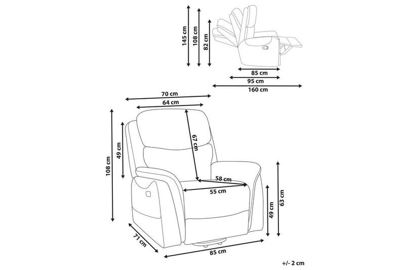 Elektrisk reclinerstol Glorie Grå - Grå - Møbler - Stole & lænestole - Lænestole - Massagestol