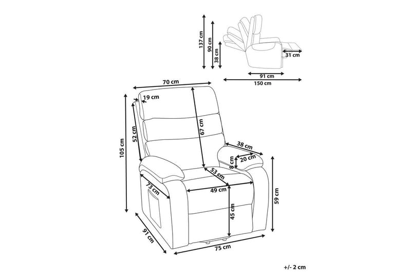 Elektrisk reclinerstol Rise Beige - Beige - Møbler - Stole & lænestole - Lænestole - Liggestol