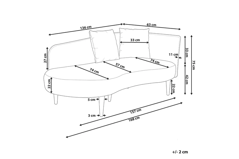 Gabriell Chaiselong 168 cm Højre - Beige - Møbler - Stole & lænestole - Lænestole - Chaiselong lænestol & Divan lænesto