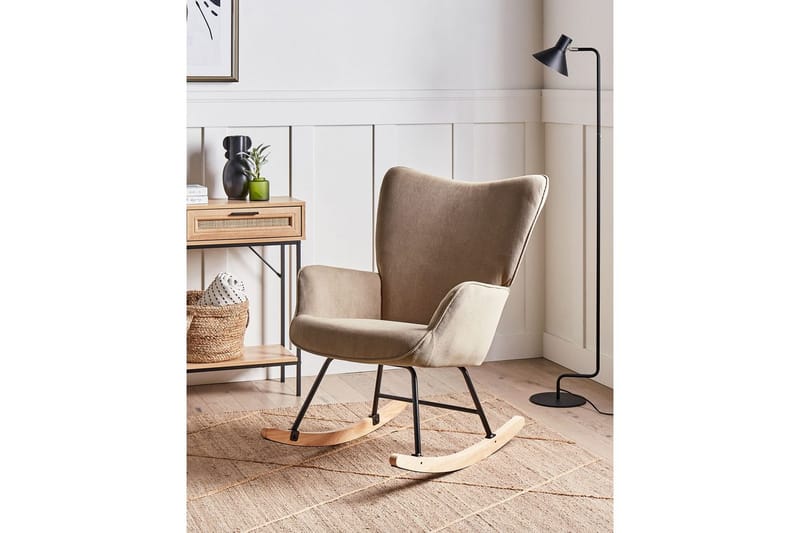 Gyngestol Arset Beige/sort/lyst træ - Beige/sort/lyst træ - Møbler - Stole & lænestole - Lænestole