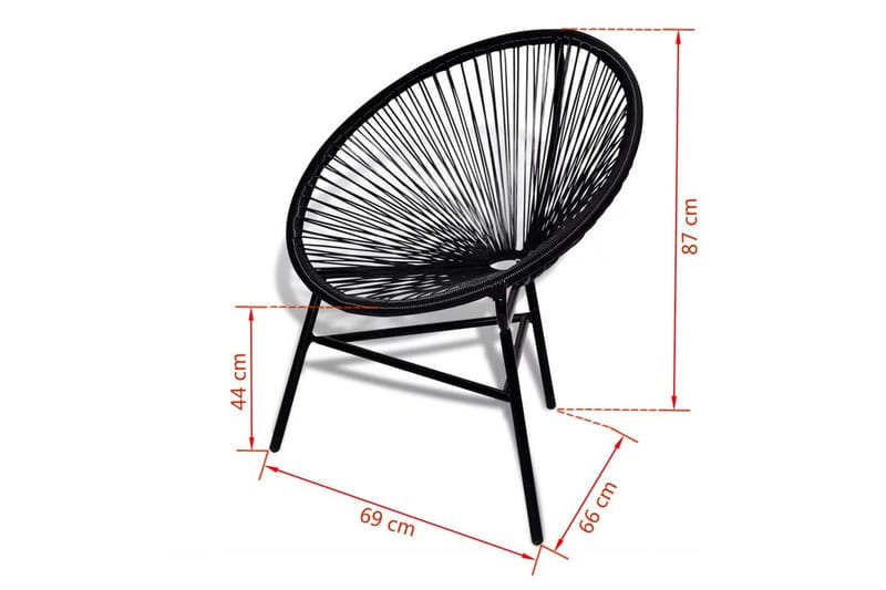 Havemånestol Polyrattan Sort - Sort - Lænestole - Kurvestole