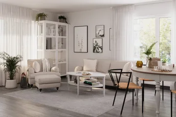 Howard Classic Lænestol med Puf - Beige - Møbler - Stole & lænestole - Lænestole - Lænestol med fodskammel