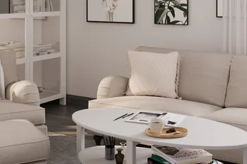 Howard Classic Lænestol med Puf - Beige - Møbler - Stole & lænestole - Lænestole - Lænestol med fodskammel