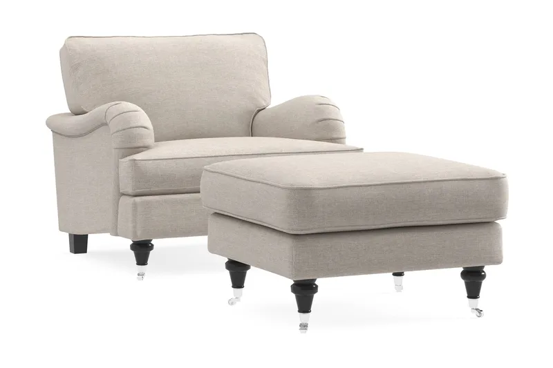 Howard Classic Lænestol med Puf - Beige - Møbler - Stole & lænestole - Lænestole - Lænestol med fodskammel
