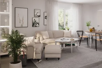 Howard Classic Lænestol med Puf - Beige - Møbler - Stole & lænestole - Lænestole - Lænestol med fodskammel