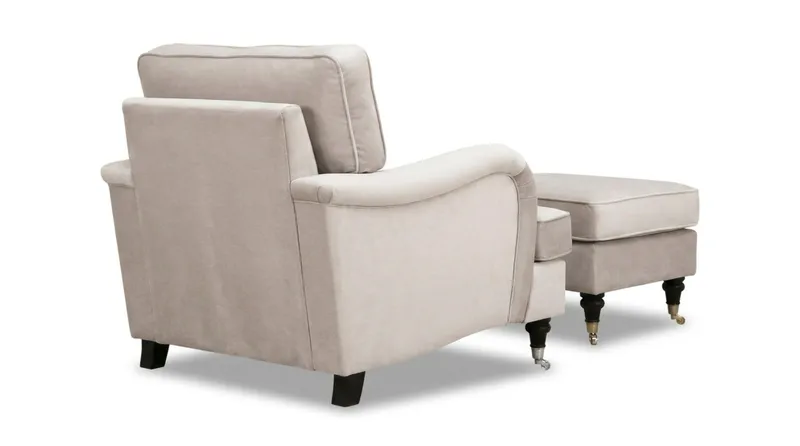 Howard Classic sofagruppe lænestol og fodskammel i fløjl - Beige - Møbler - Stole & lænestole - Lænestole - Howard lænestol