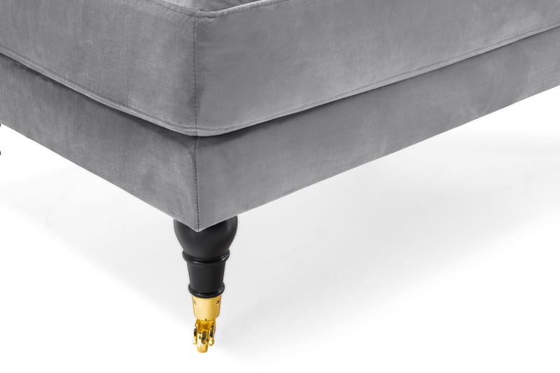 Andrew Lænestol med Puf Velour - Sølvgrå/Messing - Lænestol med fodskammel - Howard lænestol