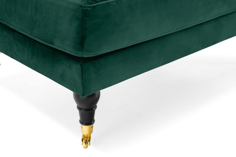 Andrew Lænestol med Puf Velour - Mørkegrøn/Messing - Lænestol med fodskammel - Howard lænestol