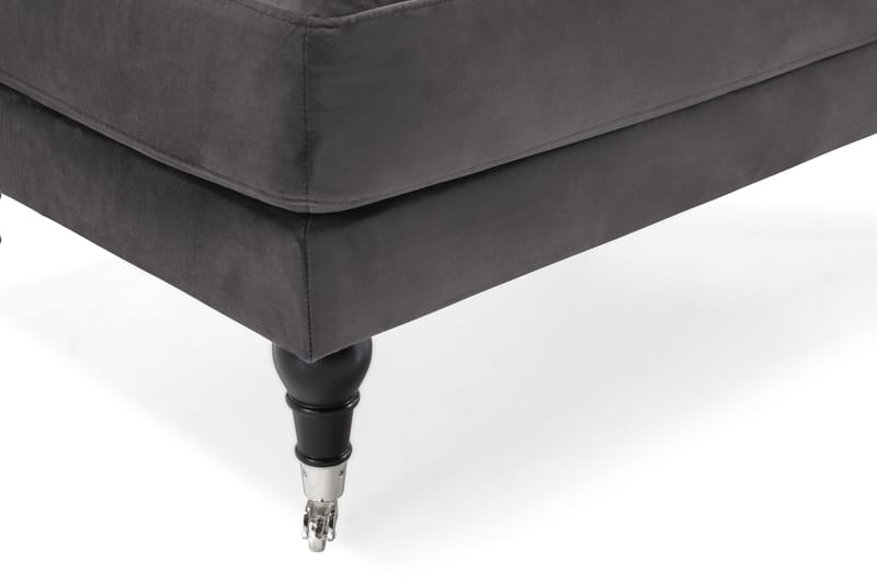 Andrew Lænestol med Puf Velour - Mørkegrå/Krom - Lænestol med fodskammel - Howard lænestol