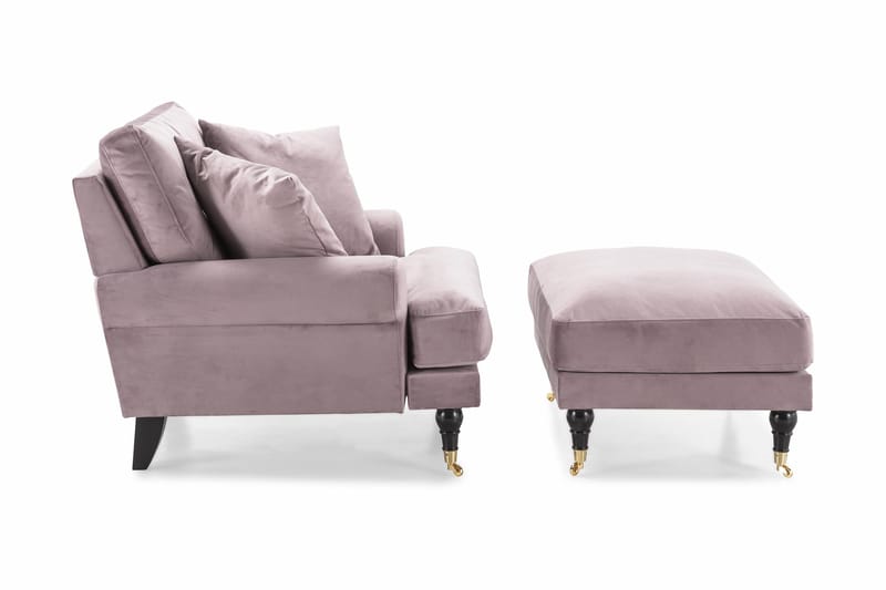 Andrew Lænestol med Puf Velour - Lilla/Messing - Møbler - Stole & lænestole - Lænestole - Howard lænestol