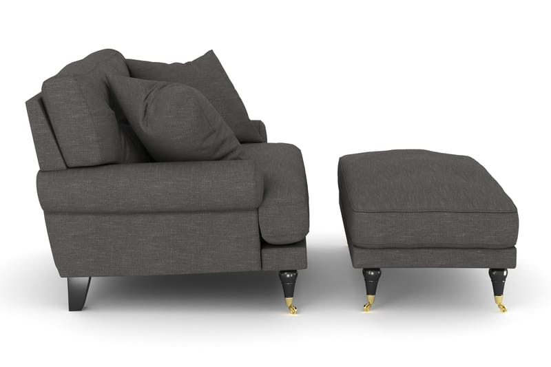 Andrew Lænestol med Puf - Mørkegrå/Messing - Møbler - Stole & lænestole - Lænestole - Howard lænestol