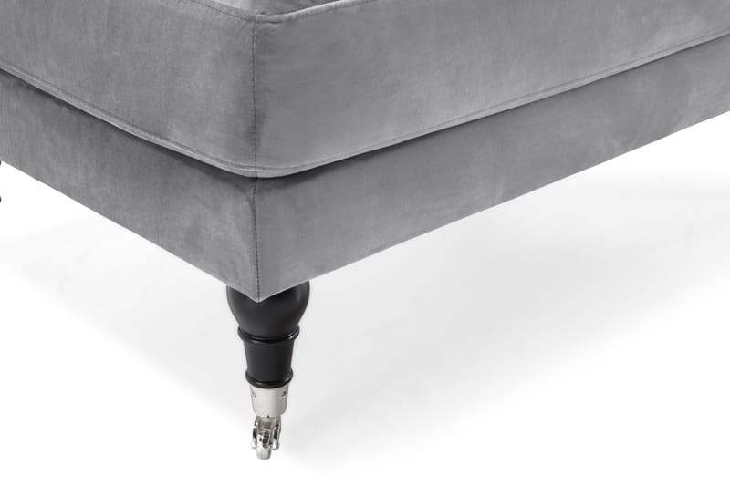 Andrew Lænestol med Puf Velour - Sølvgrå/Krom - Lænestol med fodskammel - Howard lænestol