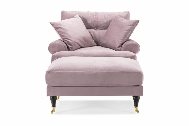 Andrew Lænestol med Puf Velour - Lilla/Messing - Møbler - Stole & lænestole - Lænestole - Howard lænestol