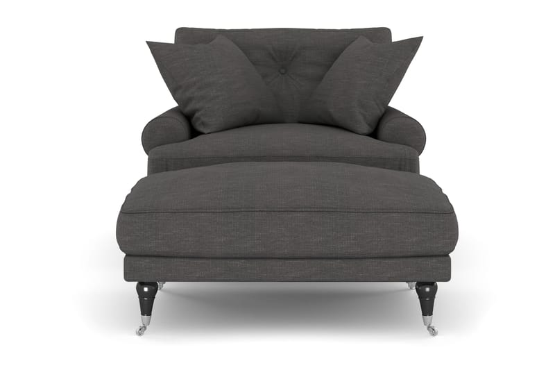 Andrew Lænestol med Puf - Mørkegrå/Krom - Møbler - Stole & lænestole - Lænestole - Howard lænestol