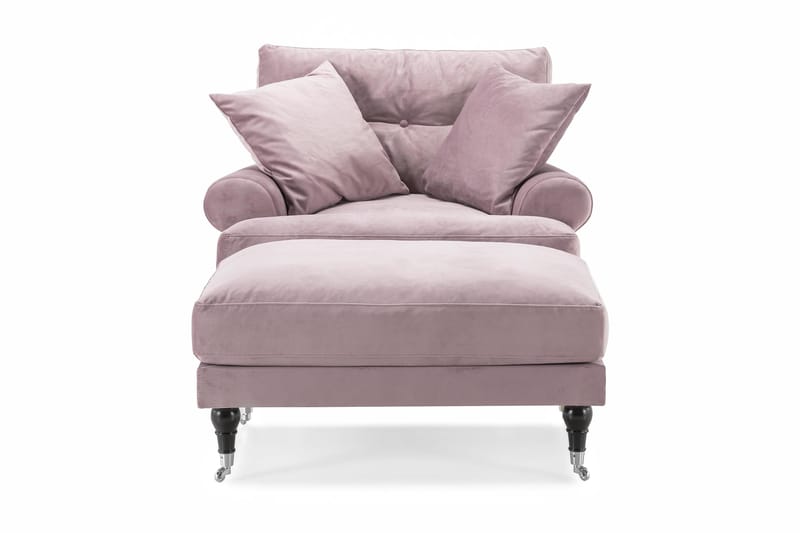 Andrew Lænestol med Puf Velour - Lilla/Krom - Møbler - Stole & lænestole - Lænestole - Howard lænestol