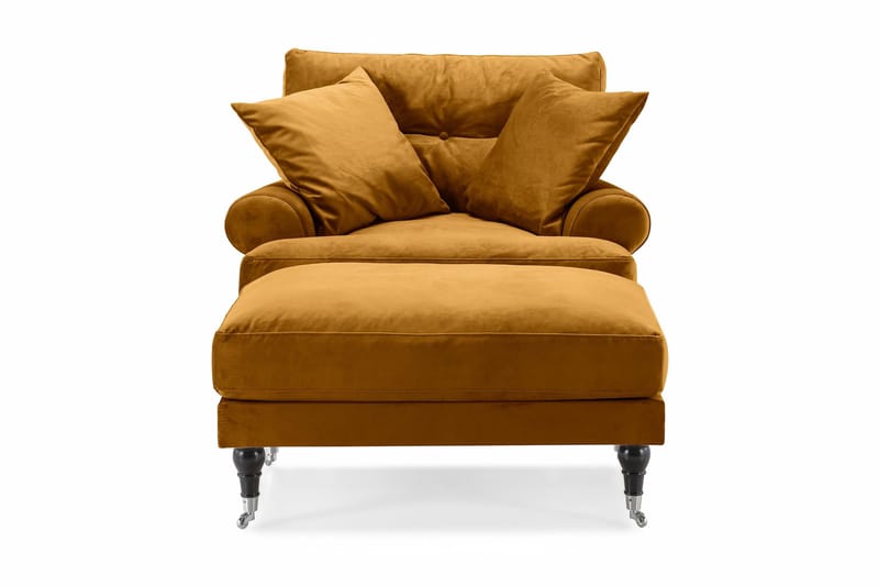 Andrew Lænestol med Puf Velour - Amber/Krom - Møbler - Stole & lænestole - Lænestole - Howard lænestol