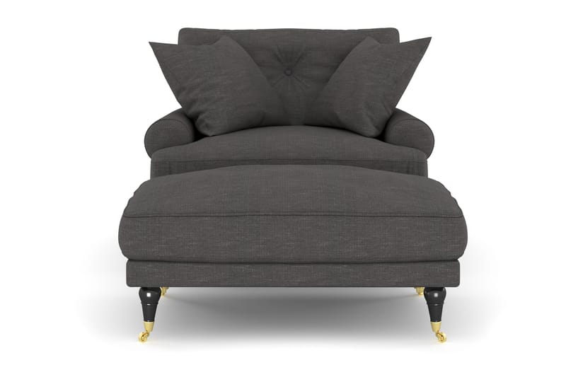 Andrew Lænestol med Puf - Mørkegrå/Messing - Møbler - Stole & lænestole - Lænestole - Howard lænestol